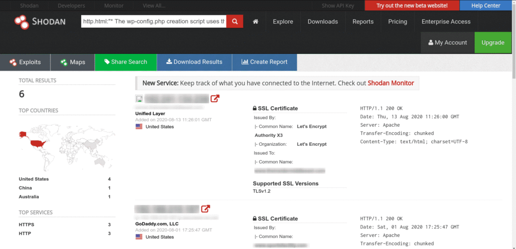 Shodan Cheat Sheet: Ultimate List of Dorks & Search Filters with Examples Shodan cheat sheet example showing search results for http.html