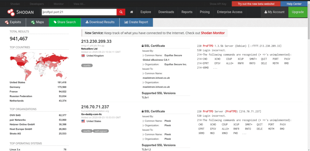 Shodan Cheat Sheet: Ultimate List of Dorks & Search Filters with Examples Shodan cheat sheet example showing search results for Port