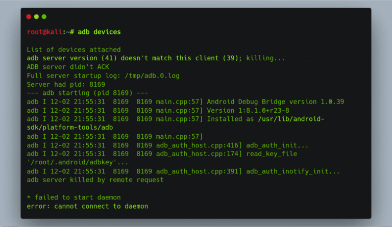 adb server version doesn't match this client