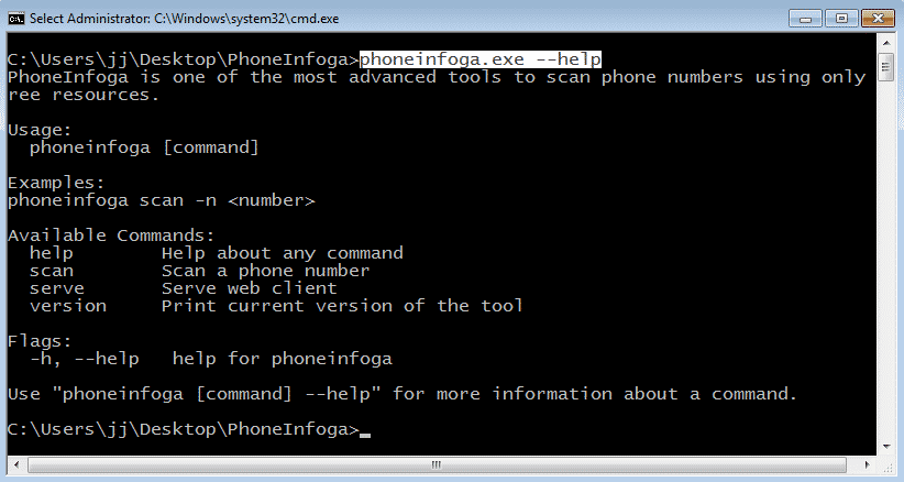 PhoneInfoga - OSINT Information Gathering framework for Phone Numbers PhoneInfoga for windows help command