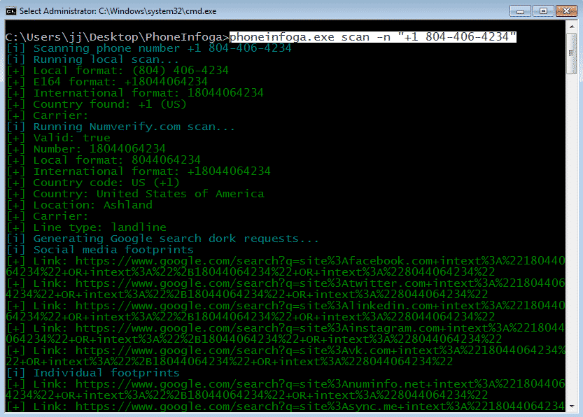 PhoneInfoga - OSINT Information Gathering framework for Phone Numbers PhoneInfoga for windows scan