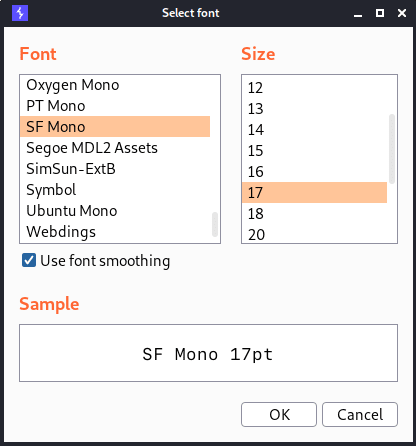 Change and Select font in Burp suite