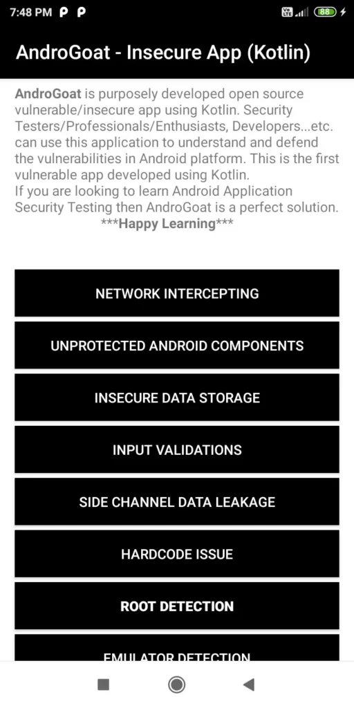 Vulnerable Android apps