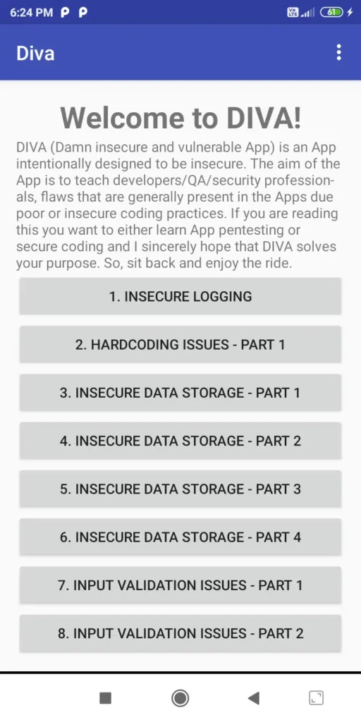 Vulnerable Android apps