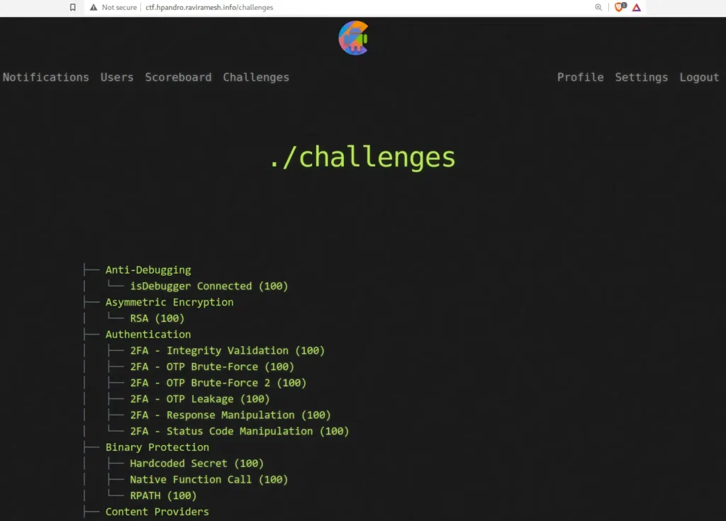 Vulnerable Android app dashboard